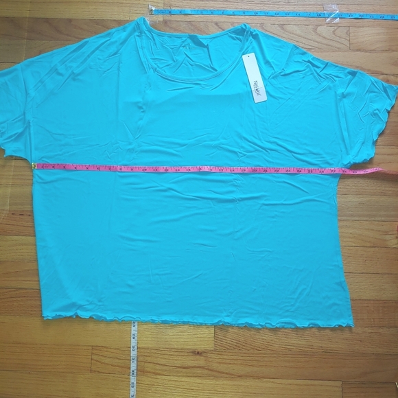 Turquoise Blue Bamboo Pajamas Ruffle Set Short Sleeve Capri Bottoms Womens 4X - Picture 6 of 13